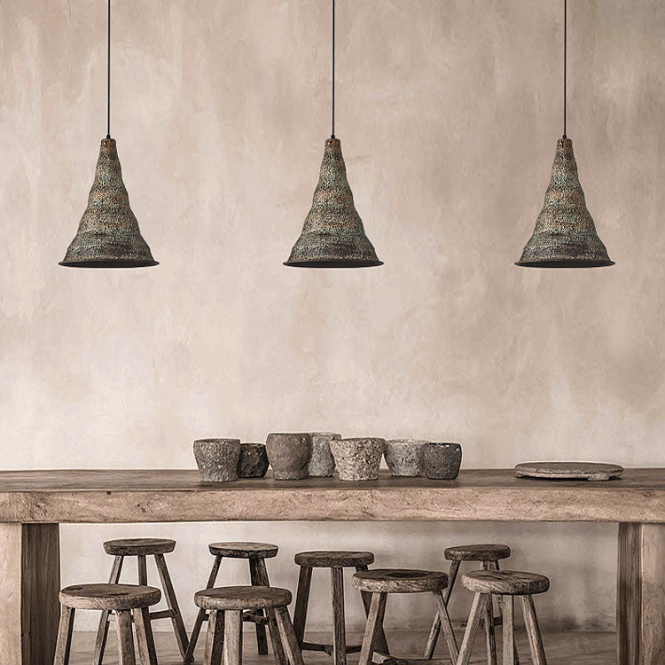 Traditional Vintage Iron Rust Cone Shape 1-Light Pendant Light for Living Room