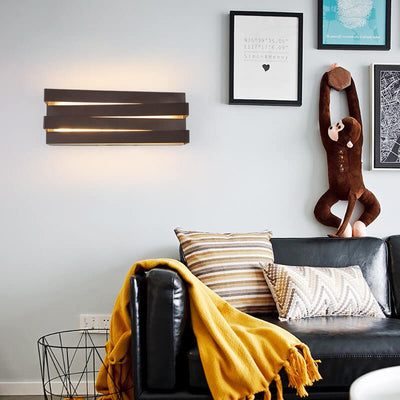 Nordic Minimalist Geometric Rectangular Layer LED Wall Sconce Lamp