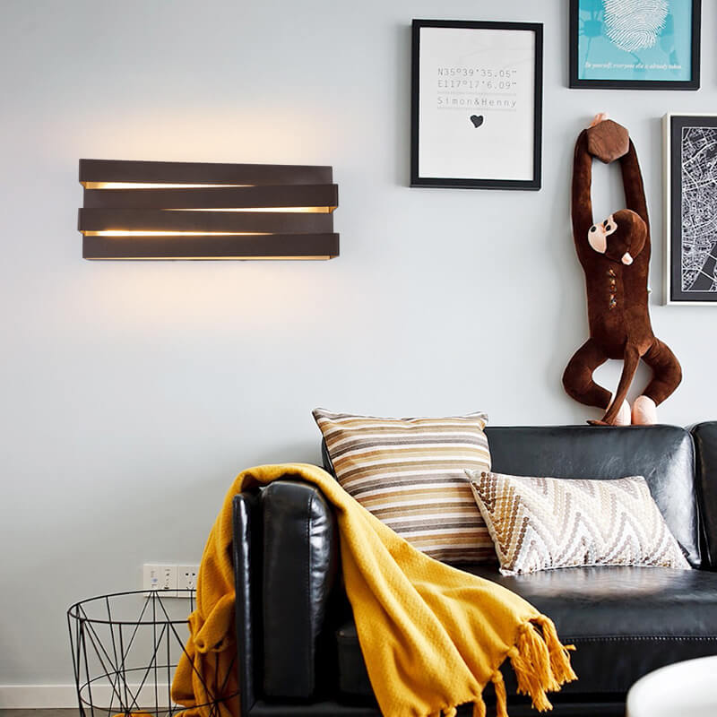 Nordic Minimalist Geometric Rectangular Layer LED Wall Sconce Lamp