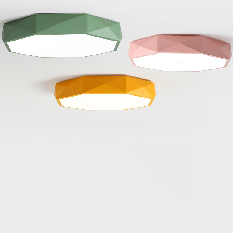 Nordic Macaron Diamond Geometry Iron Acrylic LED Flush Mount Ceiling Light