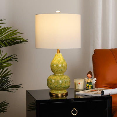 Chinese Light Luxury Gourd Ceramic 1-Light Table Lamp