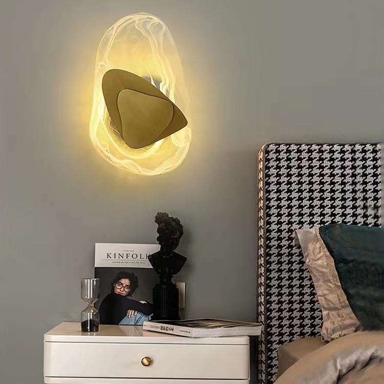 Moderne minimalistische unregelmäßige ovale Hardware Glas LED Wandleuchte Lampe für Schlafzimmer 