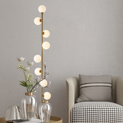 Contemporary Scandinavian Cylindrical Metal Glass 9-Light Standing Floor Lamp For Living Room