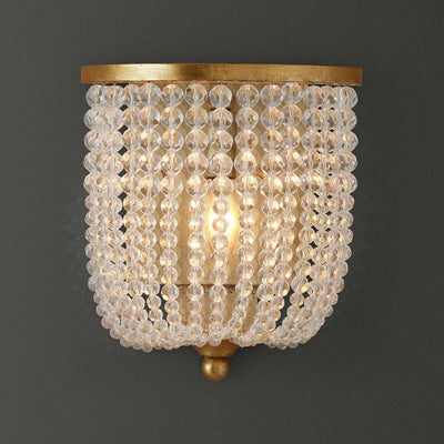 Vintage Antique Crystal Half Cylinder Decorative 1-Light Wall Sconce Lamp
