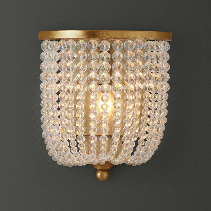 Vintage Antique Crystal Half Cylinder Decorative 1-Light Wall Sconce Lamp