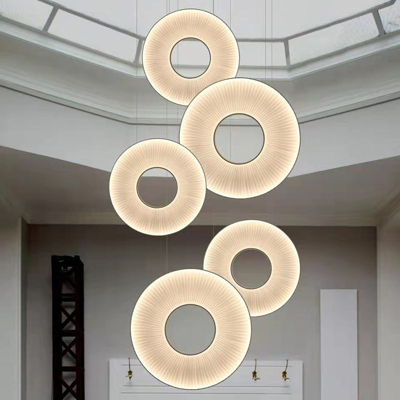 Contemporary Nordic Pleated Fabric Circle Ring Shade Iron Base LED Standing Floor Lamp For Living Room