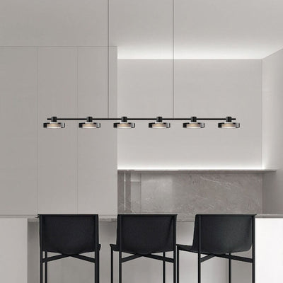 Nordic Minimalist Einfarbig Schwarz Edelstahl Acrylglas LED Insel Licht Kronleuchter 