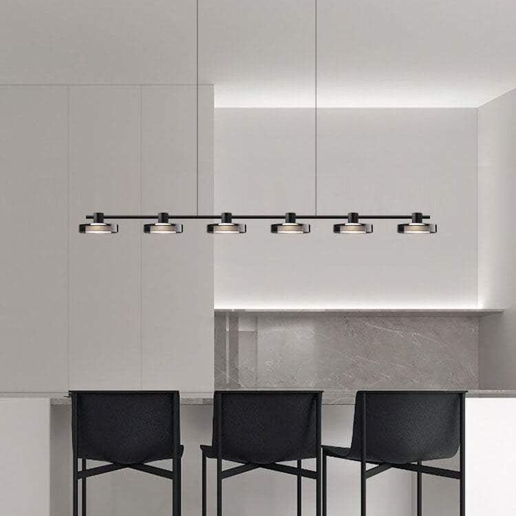 Nordic Minimalist Einfarbig Schwarz Edelstahl Acrylglas LED Insel Licht Kronleuchter 