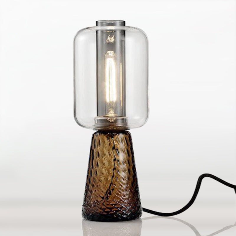 Modern Creative Clear Glass Cylinder 1-Light Table Lamp