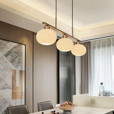Nordic Long Light Luxury Glass Dome Shade 3-Light Chandelier