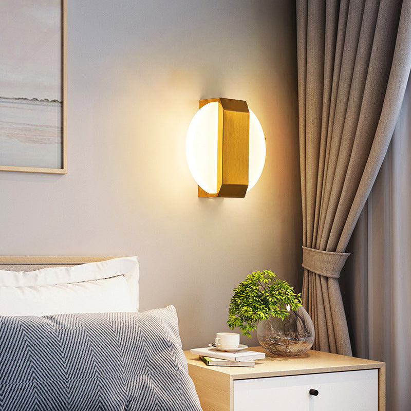 Modern Minimalist Square Oval Geometric Acrylic Stainless Steel LED Wall Sconce Lamp