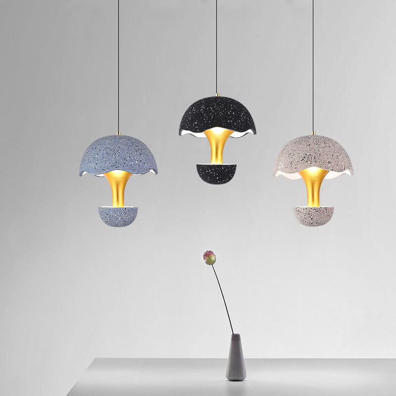 Moderne kreative runde Eierschalen-Hardware-Zement-LED-Pendelleuchte 