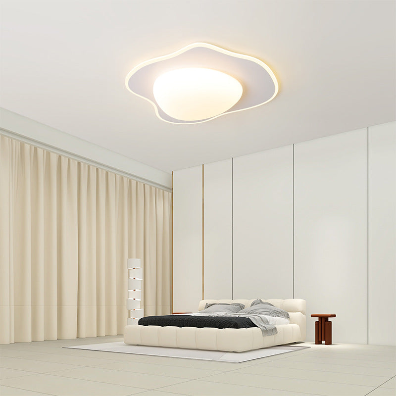 Plafón de techo LED redondo de hierro y PE color crema de estilo minimalista moderno para sala de estar 
