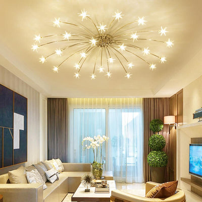 Contemporary Creative Full Of Star Iron 12/21/28 Light Flush Mount Ceiling Light For Living Room