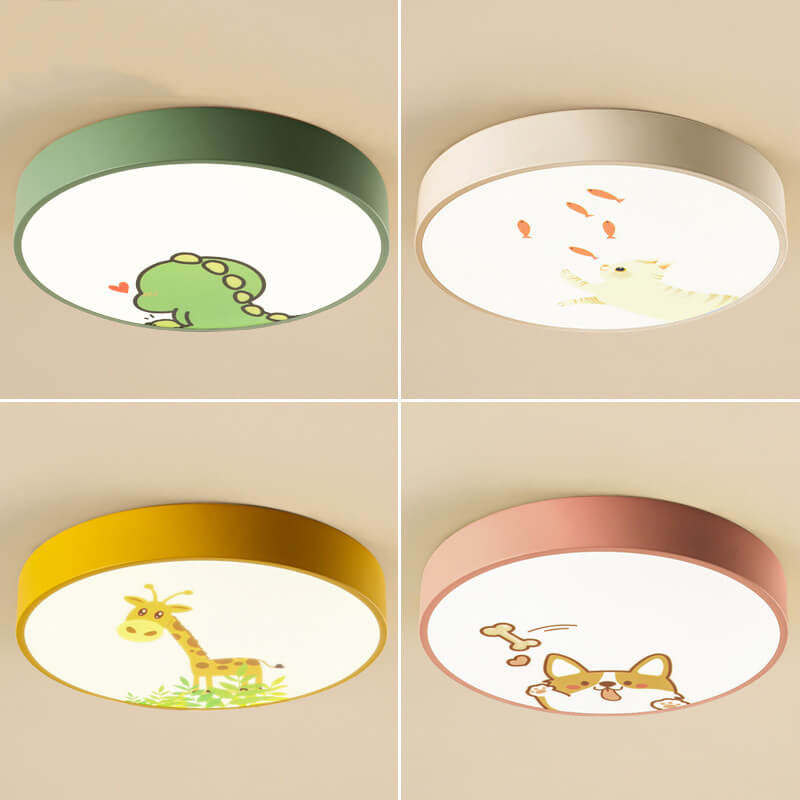 Cartoon Creative Colorful Round Children LED Flush Mount Ceiling Light