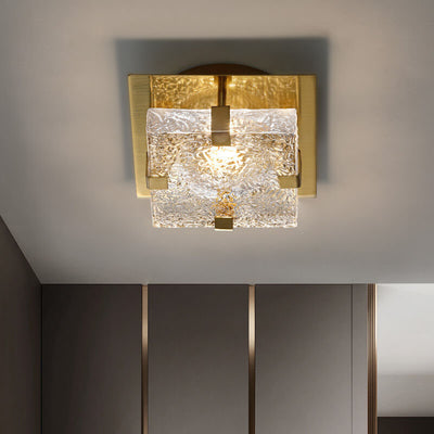 Nordic Luxury Crystal Cube LED Semi-Flush Mount Ceiling Light