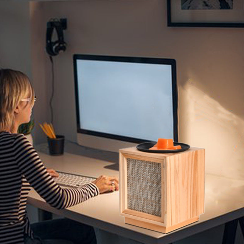 Lampe de table en cire fondue à 1 lumière carrée en bois créatif nordique 