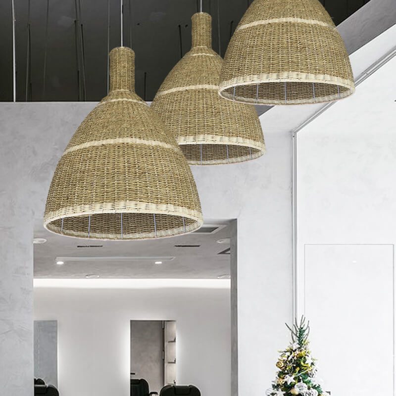 Suspension contemporaine en corde de cresson côtier tissé en rotin avec 1 lumière pour le salon 