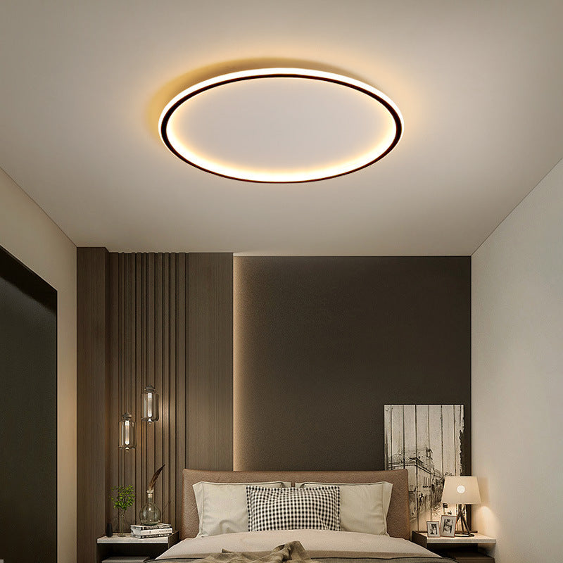 Modern Minimalist Aluminum Geometric Circle Silicone Shade LED Flush Mount Ceiling Light For Living Room