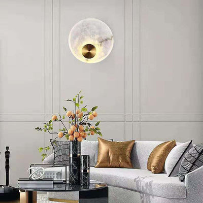 Nordic Resin Round Marble Pattern Design 1-Light Wall Sconce Lamp
