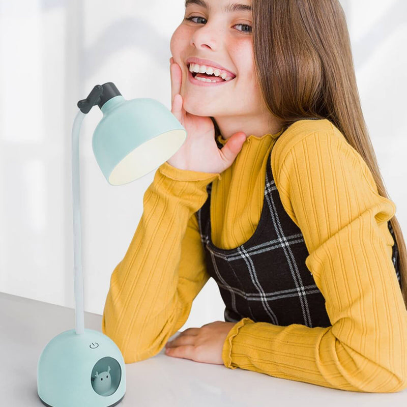 Lampe de bureau LED pour enfants avec chargement USB et dessin animé de poupée créative, soin des yeux pour la lecture 
