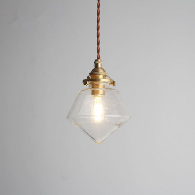 Japanese Vintage Rhombus Bubble Glass Jar 1-Light Pendant Light