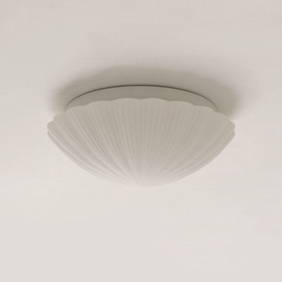 Modern French Cream Shell Glass LED Flush Mount Ceiling Light