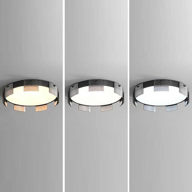 Plafonnier LED en verre avec abat-jour circulaire en acrylique de simplicité moderne pour salon 