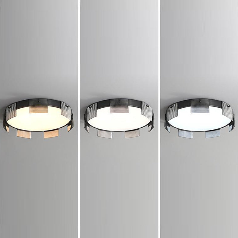 Modern Simplicity Acrylic Circle Ring Shade Glass LED Flush Mount Ceiling Light For Living Room