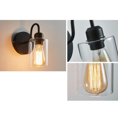 Modern Vintage Industrial Iron Glass 1-Light Wall Sconce Lamp