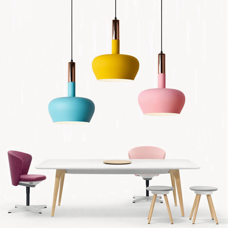 Nordic Macaron Aluminum Dome Bottle 1-Light Pendant Light