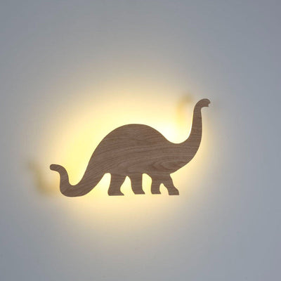 Zeitgenössische kreative Nachahmung Holzmaserung Dinosaurier Form LED Kinder Wandleuchte Lampe für Schlafzimmer 