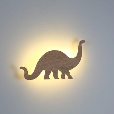 Contemporary Creative Imitation Wood Grain Dinosaur Shape LED Kid's Wall Sconce Lamp For Bedroom