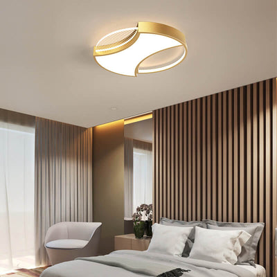 Light Luxury Combination Acrylic Round Gold Black LED Flush Mount Light