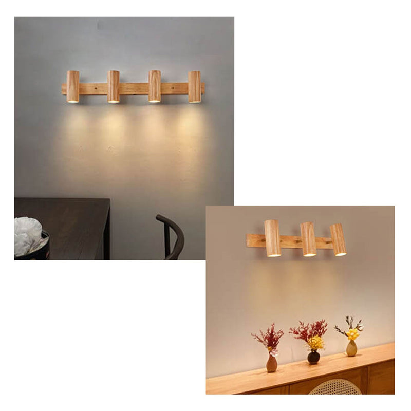Modern Minimalist Wood Track Spotlight 1/2/3 Light Wall Sconce Lamp
