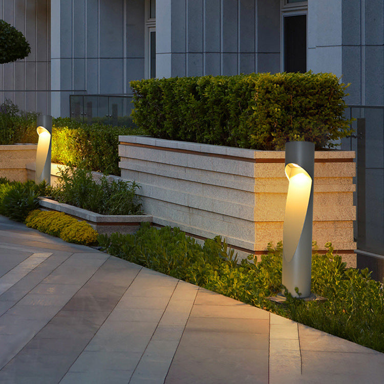 Contemporary Creative Column Geometric Hollow LED Outdoor Waterproof Lawn Landscape Light For Garden