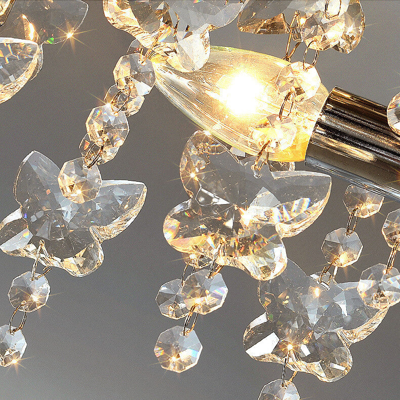 Modern Luxury Crystal Round Butterfly Pendant 6/8/12 Light Flush Mount Ceiling Light