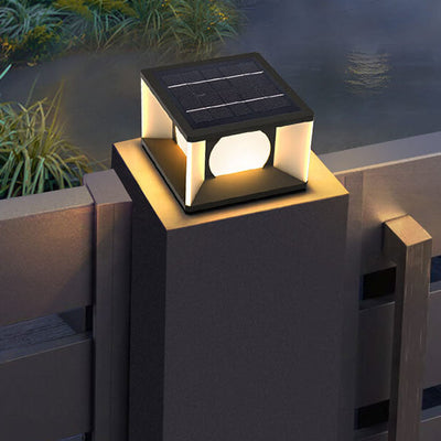 Simple Patio Solar Post Head Light Square LED Outdoor Landscape Light