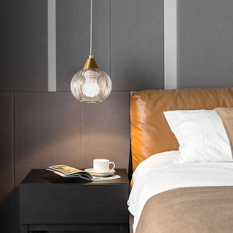 Italian Minimalist Glass Round Metal 1/2 Light Chandelier