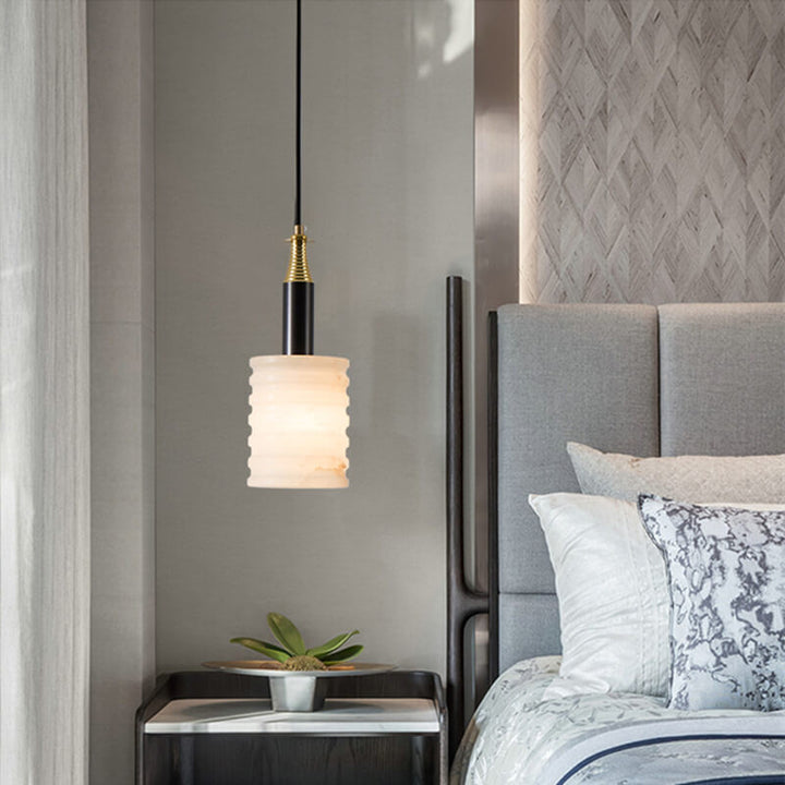Minimalistische chinesische Marmor-Eisen-Säule 1-Licht-Pendelleuchte 