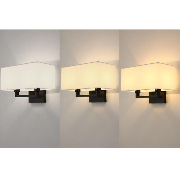 Moderne minimalistische einfarbige rechteckige Eisenstoff-Wandleuchte mit 1 Licht 