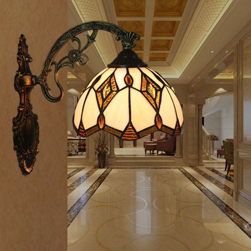 Tiffany Vintage Baroque Geometric Bowl 1-Light Wall Sconce Lamp