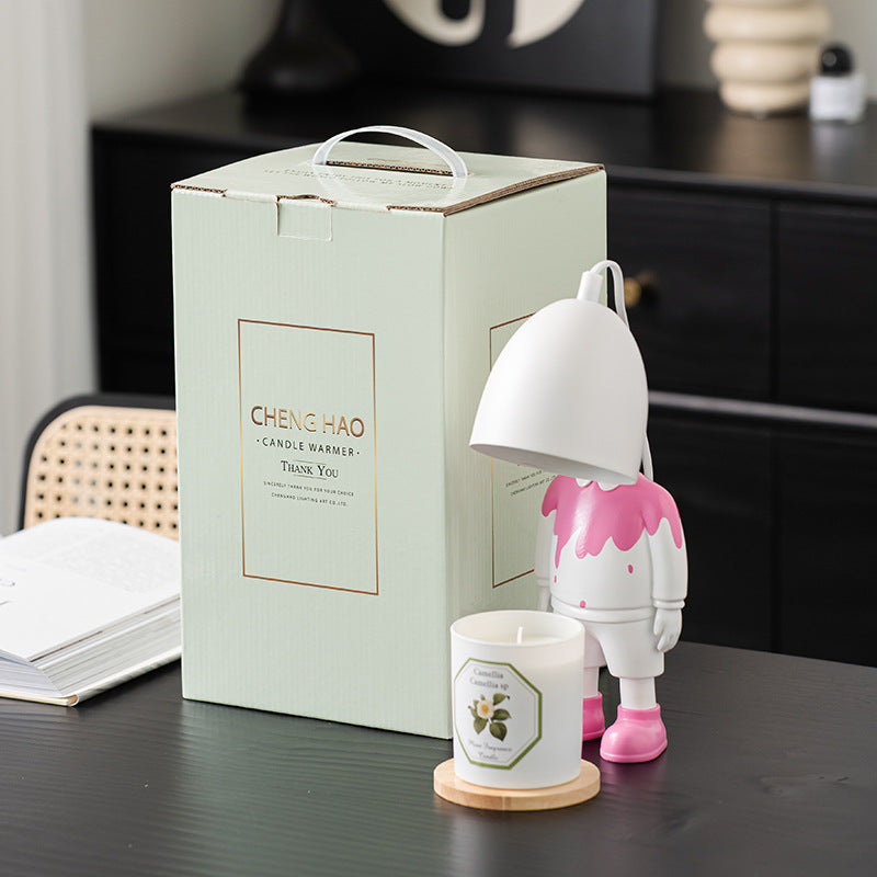 Modern Creative Pink Ink Splash Robot Hardware 1-Light Melting Wax Table Lamp