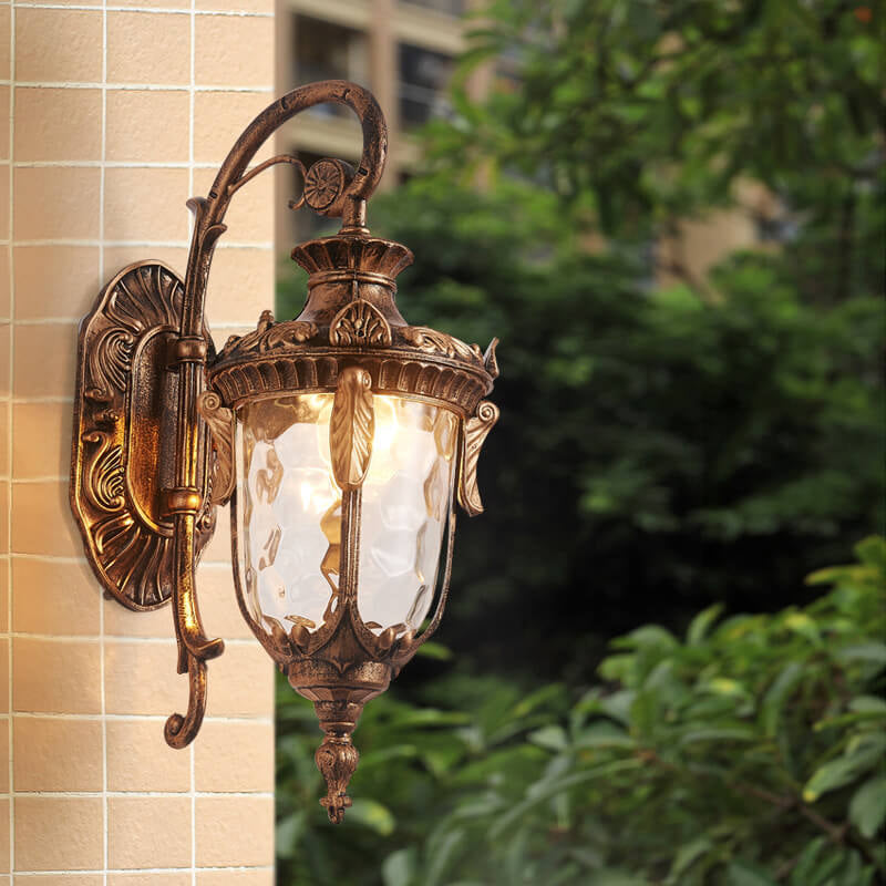 Farol europeo de lujo para exteriores impermeable con aplique de pared de 1 luz 