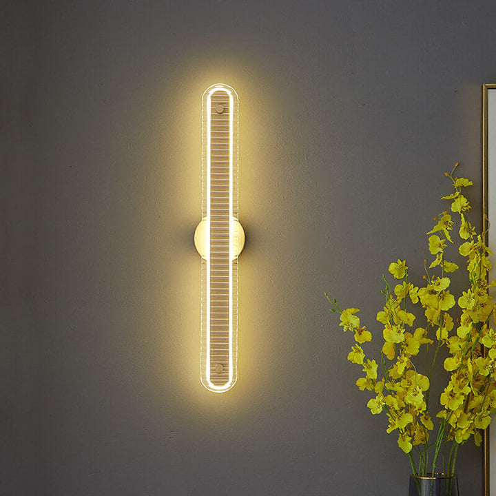 Lámpara Aplique de Pared LED de Vidrio y Cobre de Tira Larga de Lujo Moderno 