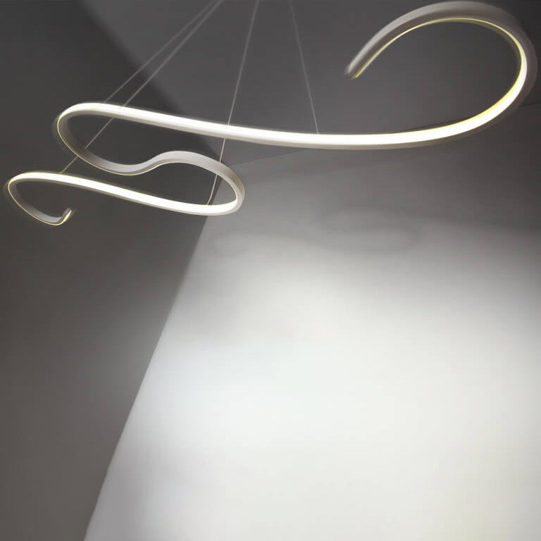 Moderner kreativer Curve Line LED-Kronleuchter aus Aluminium 