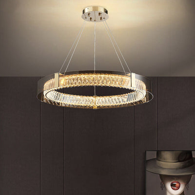 Italian Light Luxury Crystal Circle Plating LED Chandelier