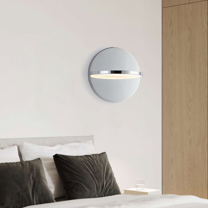 Nordic Minimalist Chrome Round Stainless Steel LED Wall Sconce Lamp