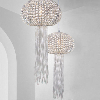 Moderne Leichte Luxus Glas Quallenform 1-Licht Pendelleuchte 