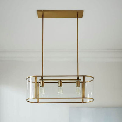 Scandinavian Modern Minimalist Acrylic Rectangular 3-Light Chandelier